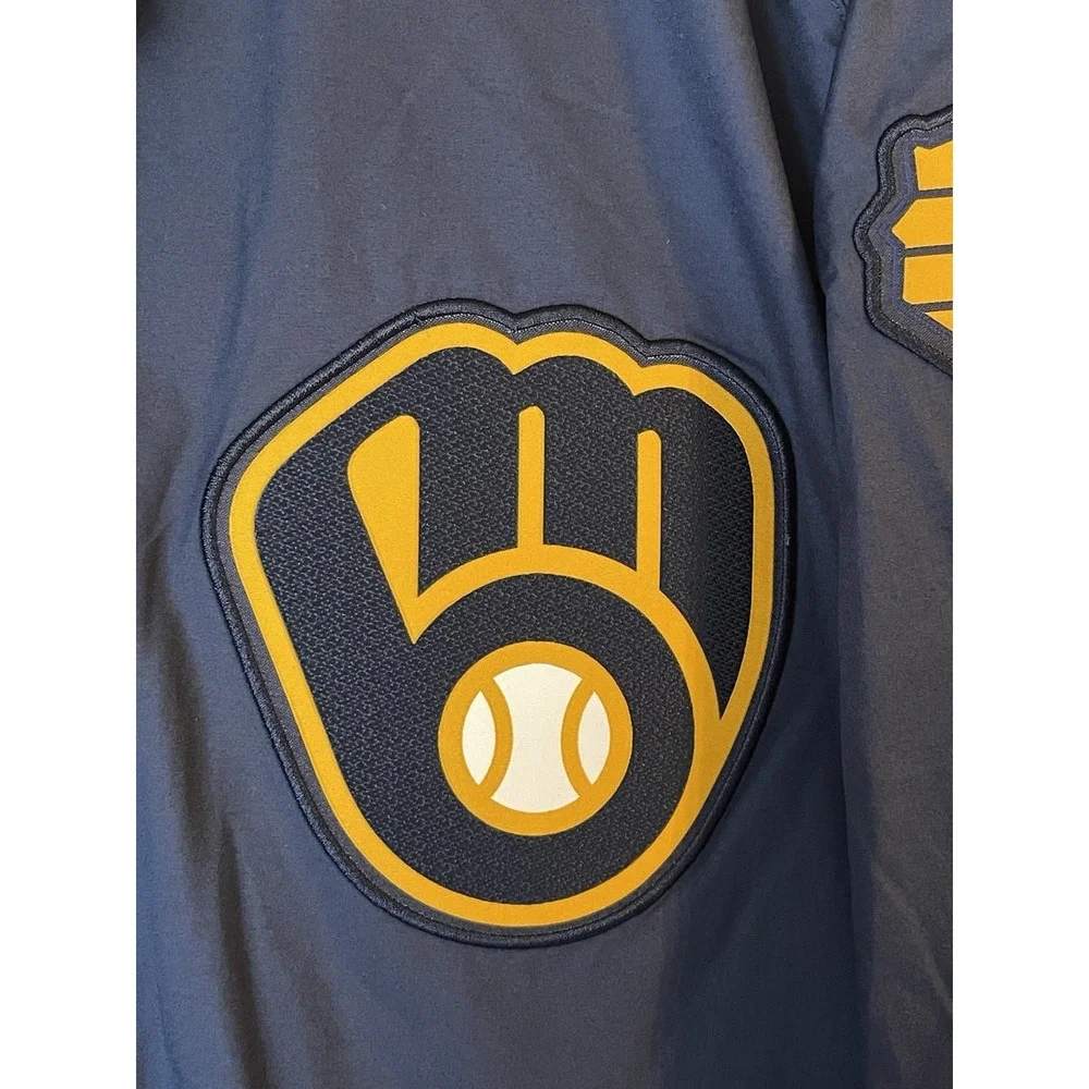 Men's 2XL NWT‎ Milwaukee Brewers Nike Dugout Full Zip Jacket Navy